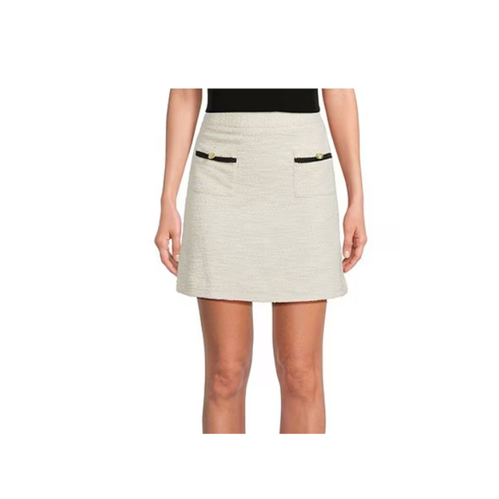 Preston & York Caitlin Knit Tweed A-Line Skirt Ivory  XXL